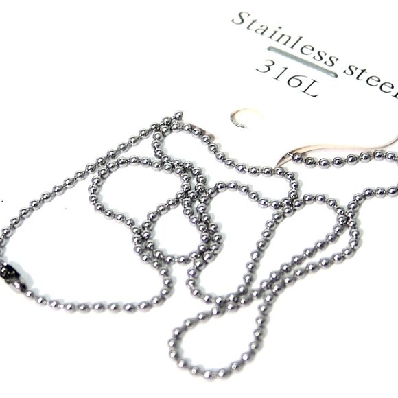 Ball Chain Necklace 316L Stainless Surgical Steel 16.75 inches Hypoallergenic - Picture 3 of 3